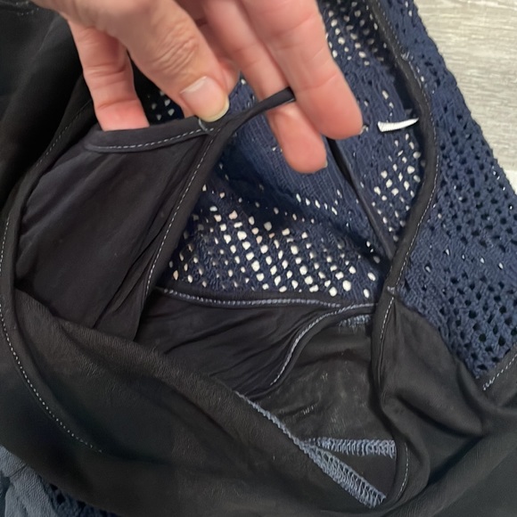 Free People Navy Blue Crochet Layered Sleeveless Mini Dress XS - Picture 4 of 7